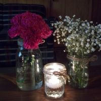 Mason Jar Centerpieces w/pictures (updated)