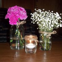 Mason Jar Centerpieces w/pictures (updated)