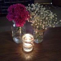 Mason Jar Centerpieces w/pictures (updated)