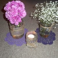 Mason Jar Centerpieces w/pictures (updated)