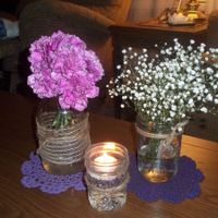 Mason Jar Centerpieces w/pictures (updated)