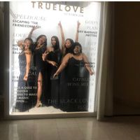 Magazine cover-themed photo booth. - 2