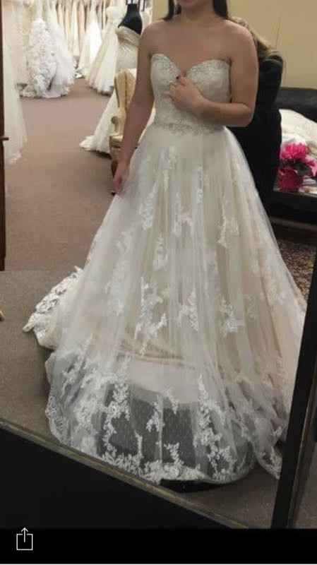 Please show me pictures of your a-line/off-shoulder wedding dresses. I'm a pear shape and struggling