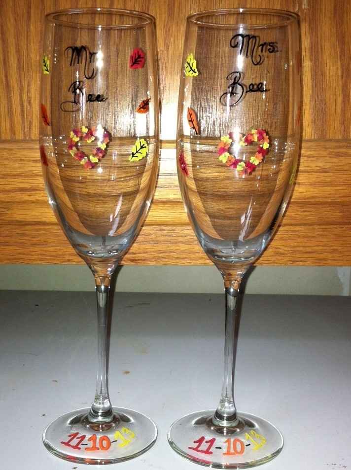 my DIY parents gift and toasting flutes