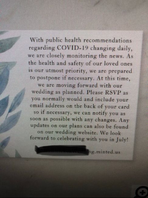 July Wedding Invitation with Covid-19 Insert? 2