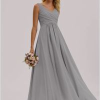 Tea Length Wedding Dress with Floor Length Bridesmaid Dresses - 1