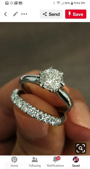 Blingy double wedding band to enhance small diamond - 4