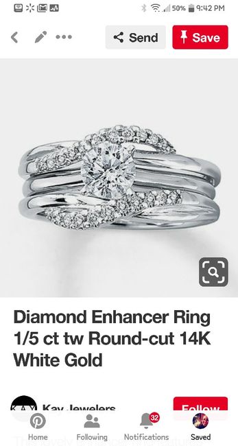 Blingy double wedding band to enhance small diamond 17