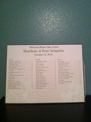 Seating Chart / Table Numbers