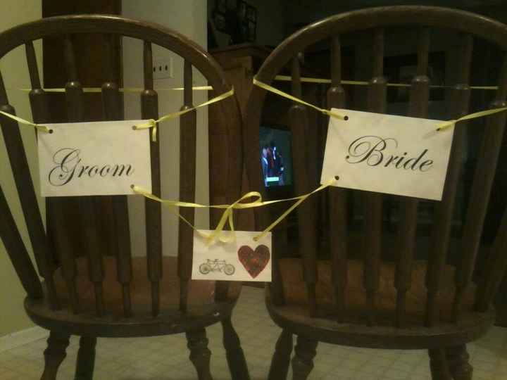 DIY Bride / Groom seat signs!