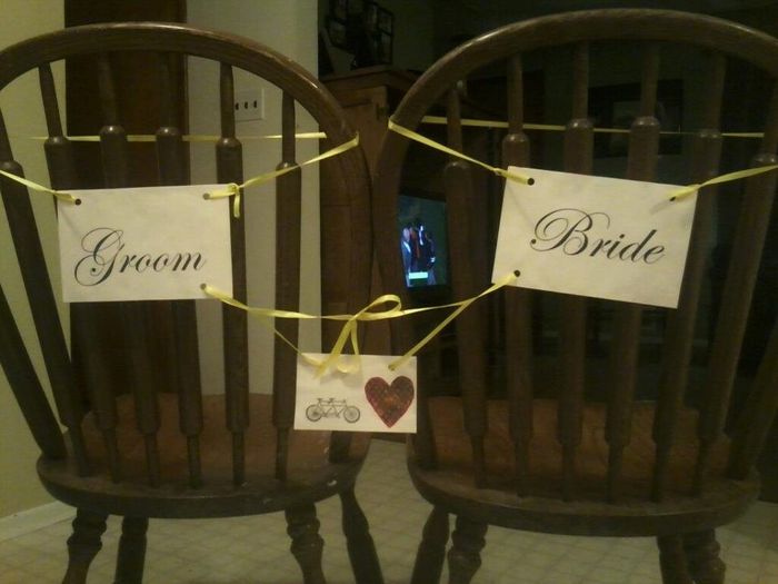 DIY Bride / Groom seat signs!