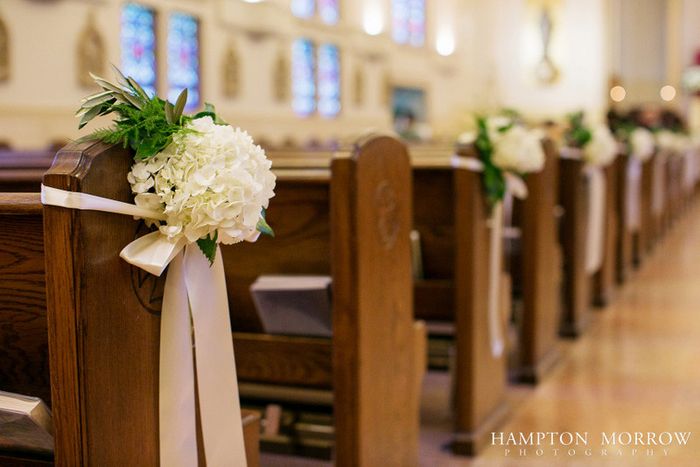 Flowers at every other pew. Or Baby's-breath. 