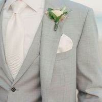 Ivory tie with light grey suit. 
