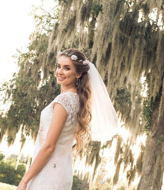 Something like this for the crown but with a longer veil