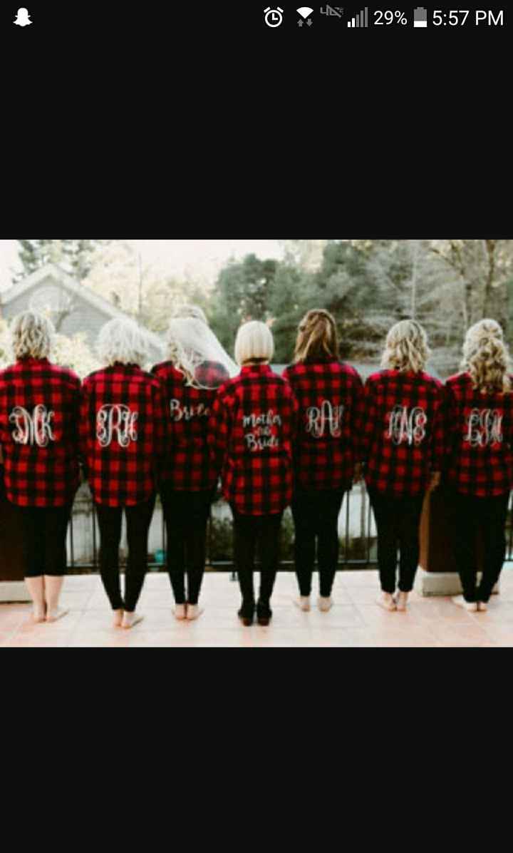 Plaid flannels for the bridesmaids and flower girls