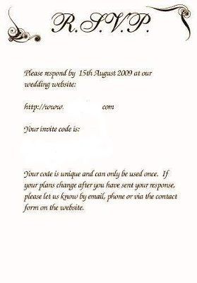 Response wording for a RSVP online