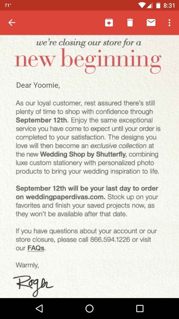 Wedding Paper Divas Closing!