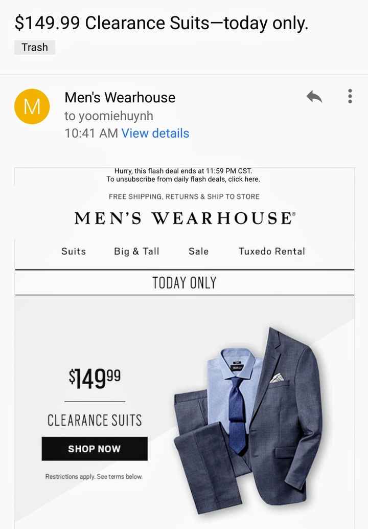  Men's Wearhouse Suit Sale $150! today only - 1