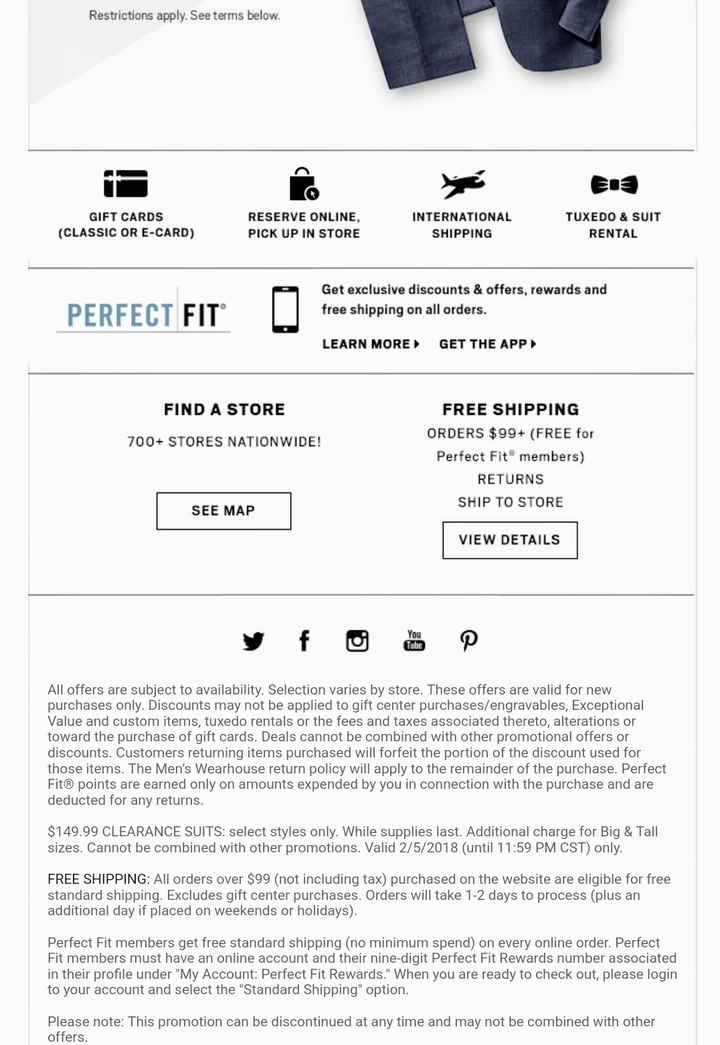  Men's Wearhouse Suit Sale $150! today only - 2