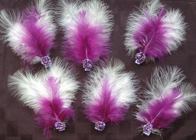 Pics of my feather hair pieces!! (Also my "something blue")
