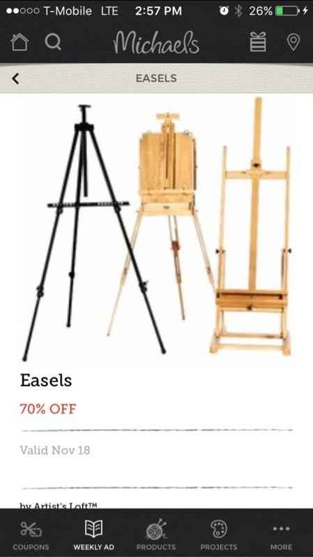70% Easels at Michaels today (Pre Black Friday Sale)