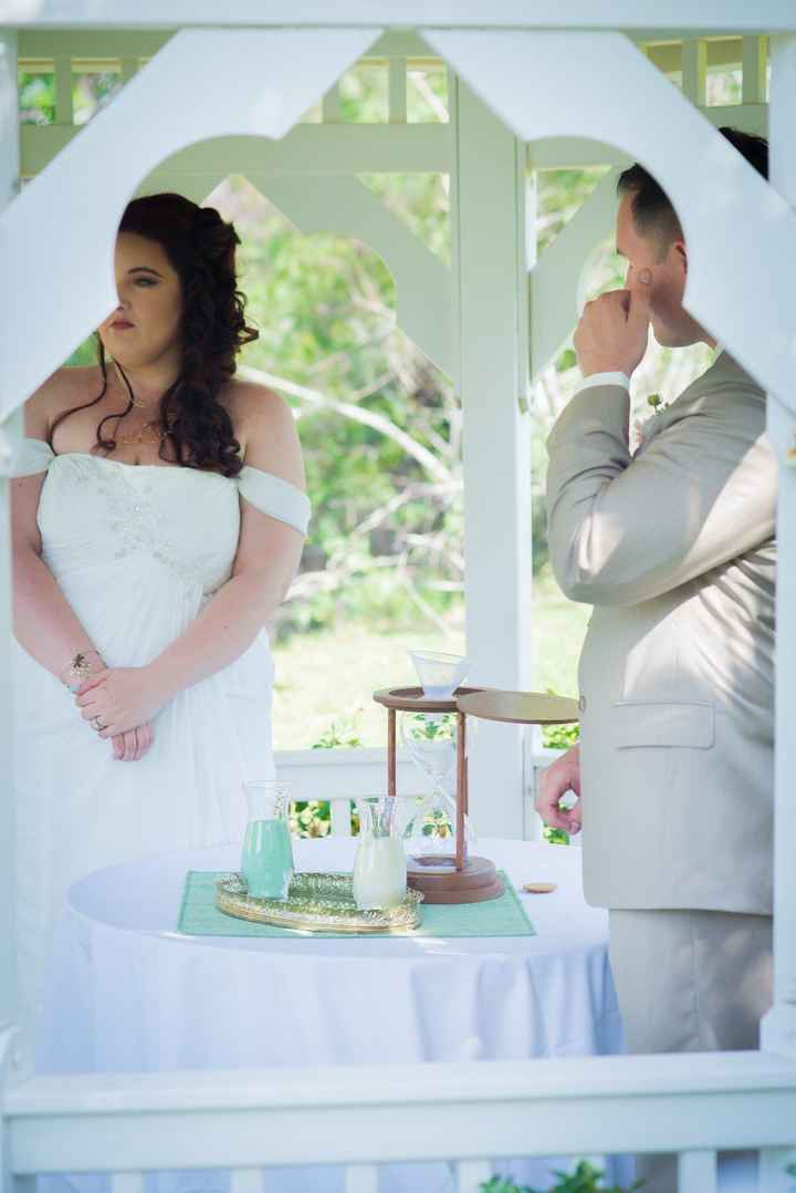 We did a sand ceremony into an hourglass.