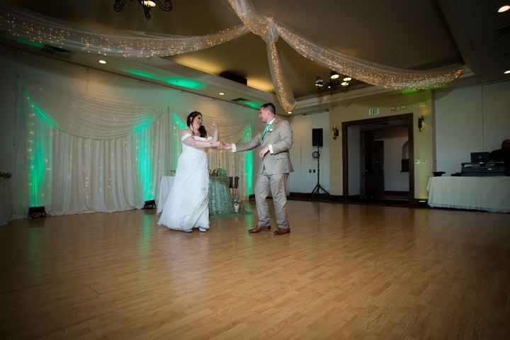 Our first dance. We danced to "I Love You a Bushel and a Peck" performed by Johnny Desmond and Dorot