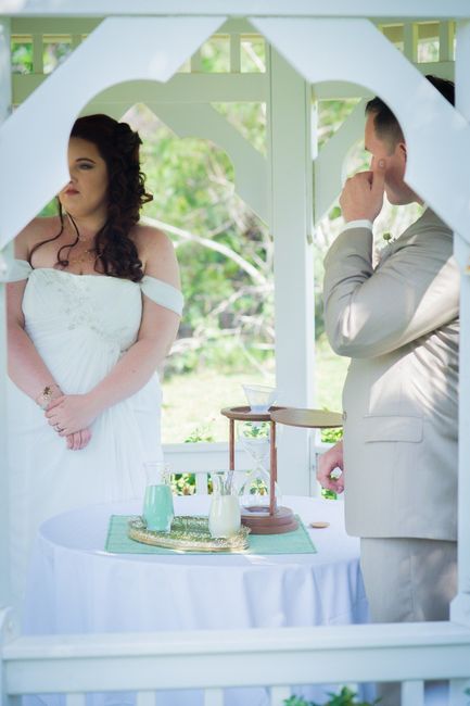 We did a sand ceremony into an hourglass.