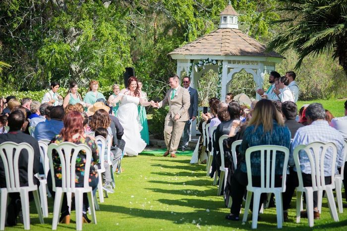 Dancing back down the isle. He just had to spin me. lol