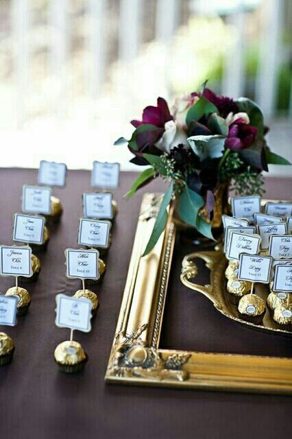 Gold picks/stakes for escort cards