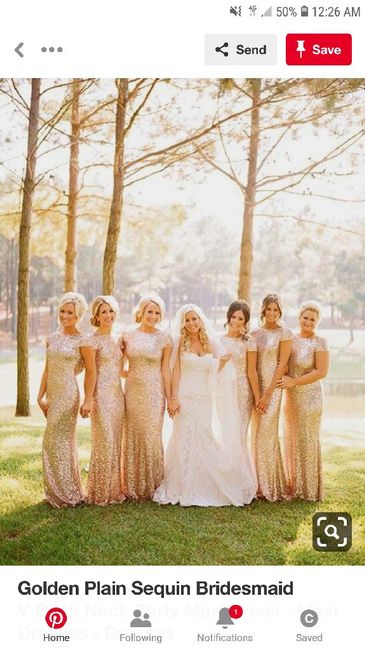 Blush wedding dress but what color bridesmaids? - 1