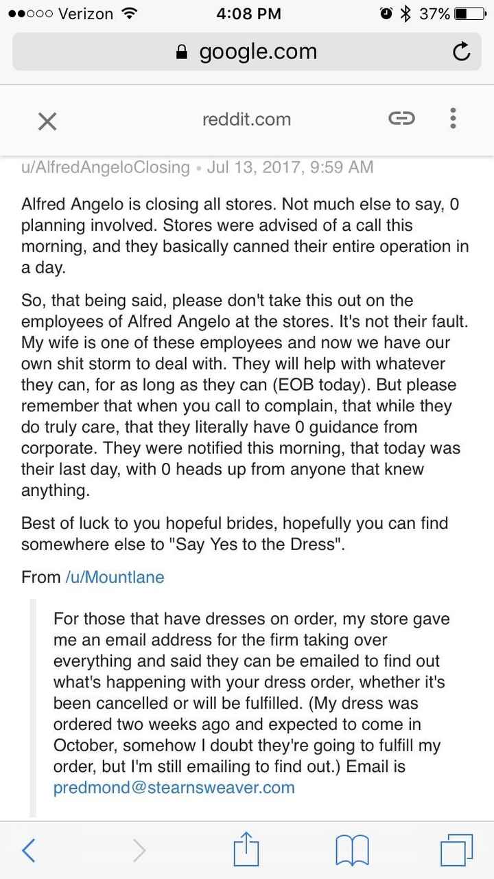 Alfred Angelo Closing? UPDATED - IT SEEMS THEY ARE CLOSING