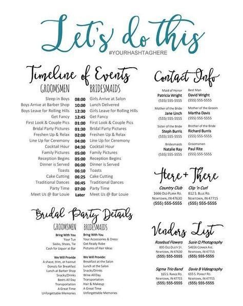 Wedding day timeline 1