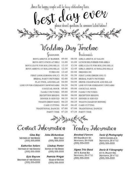 Wedding day timeline 2
