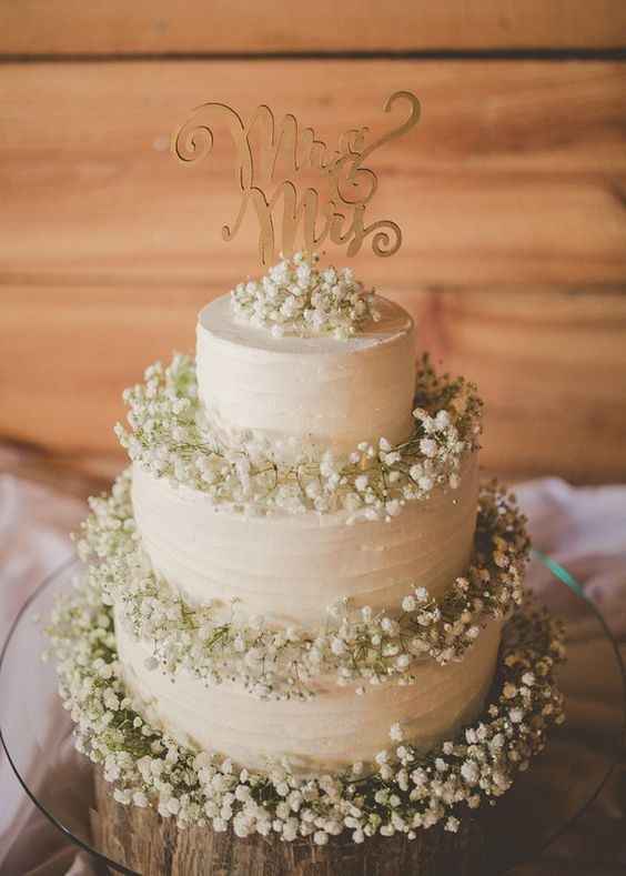 Rustic cake with babies breath