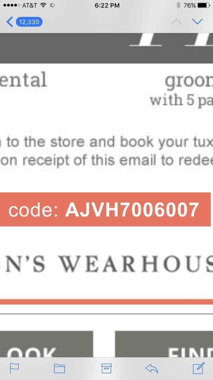 Men's warehouse coupon help!