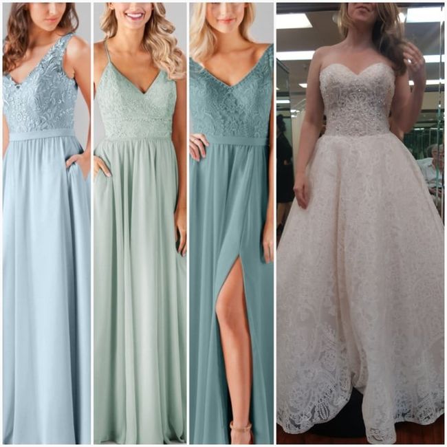 Coordinating Bridesmaids Dresses to Wedding Dress 1
