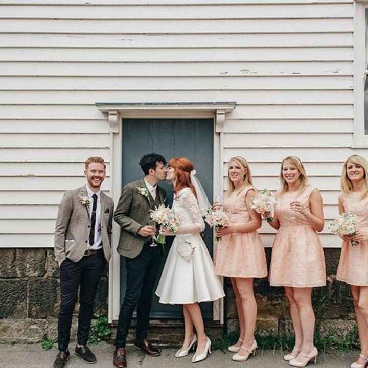 Knee length wedding dress... what to do for bridesmaids? - 1