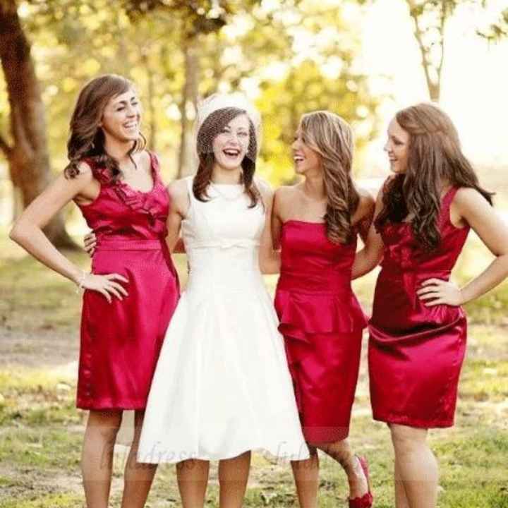 Knee length wedding dress... what to do for bridesmaids? - 2