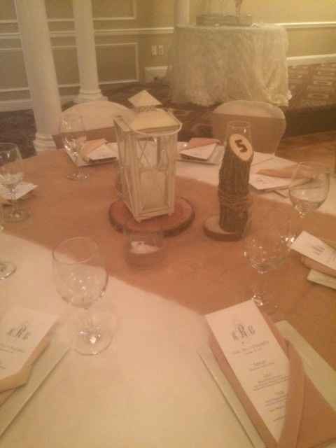 Rustic theme and wedding color help