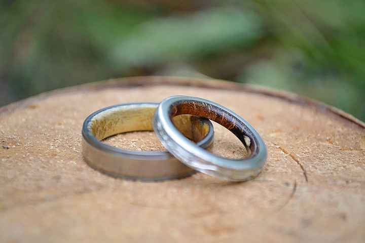 Our wedding bands are finally here, made from a birch tree on the 6 acres we're building our life to