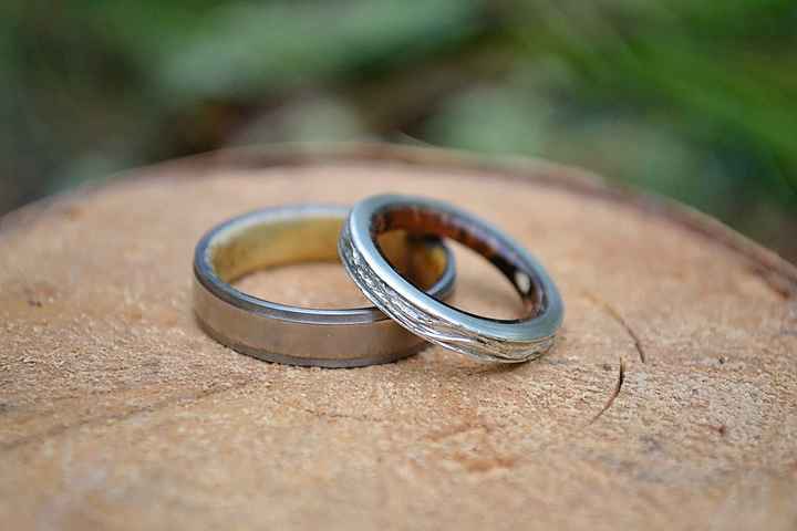 Our wedding bands are finally here, made from a birch tree on the 6 acres we're building our life to