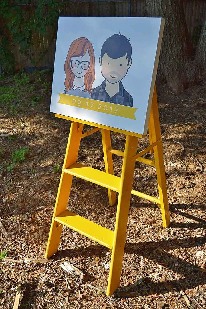 Made a guestbook canvas easel from an old ladder!