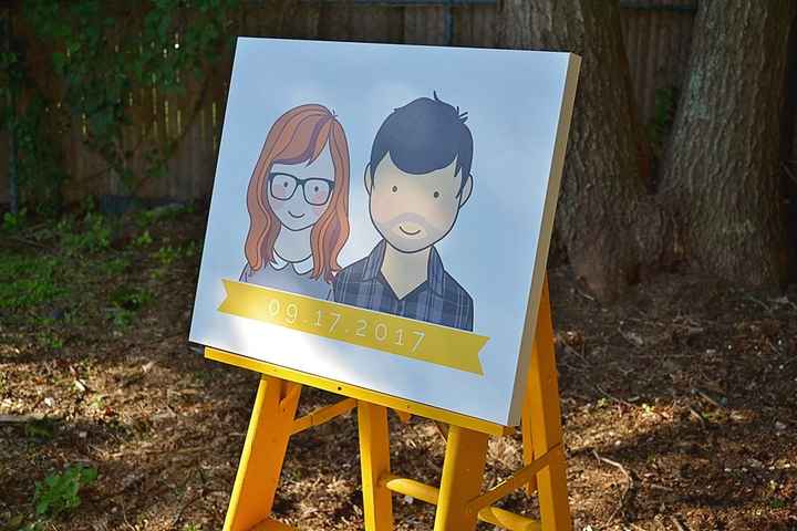 Made a guestbook canvas easel from an old ladder!