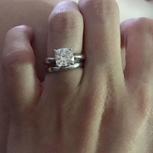 Show me your solitaire engagement rings with plain metal wedding bands.