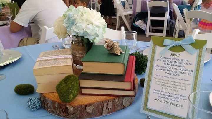 Wood slab centerpieces