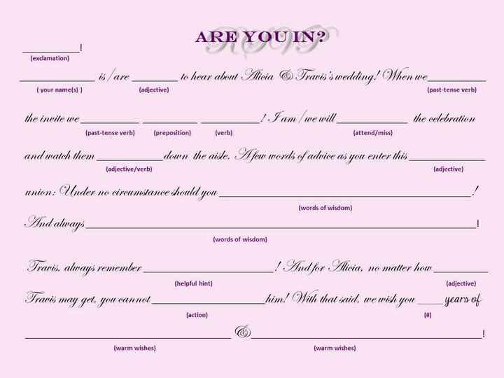 Mad Lib RSVP-- What do you think!?