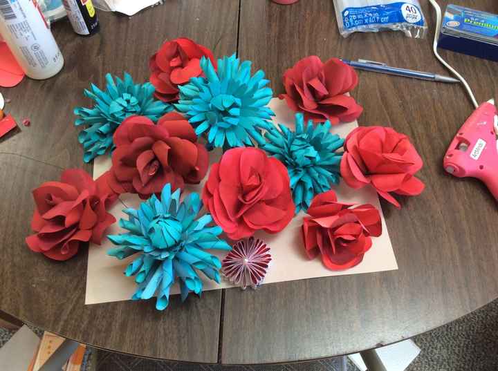 Paper flowers for bouquets started! Thoughts