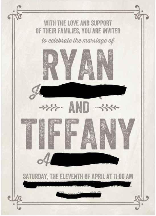 Wedding invitation. Chalkboard, to fit with our rustic theme