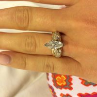 Wedding band with marquise solitaire